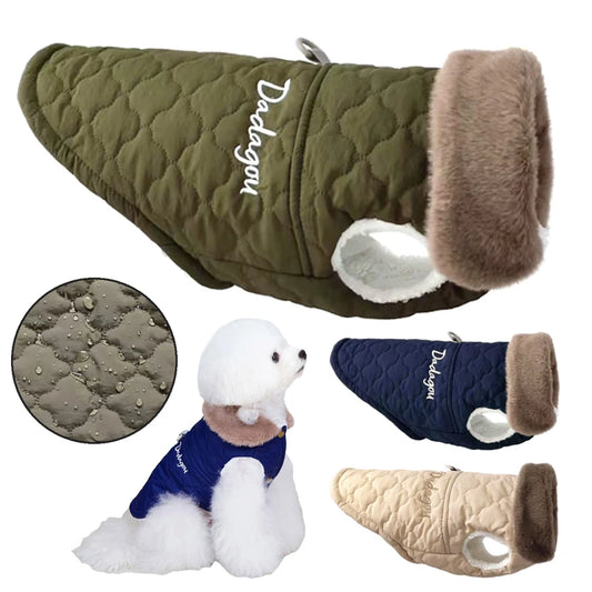 Waterproof Fur Collar Quilted Dog Jacket