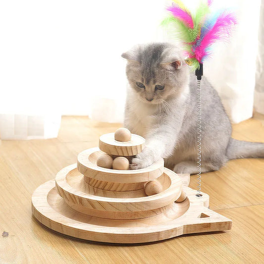 Wooden 2/3 Level Cat Toy Tower