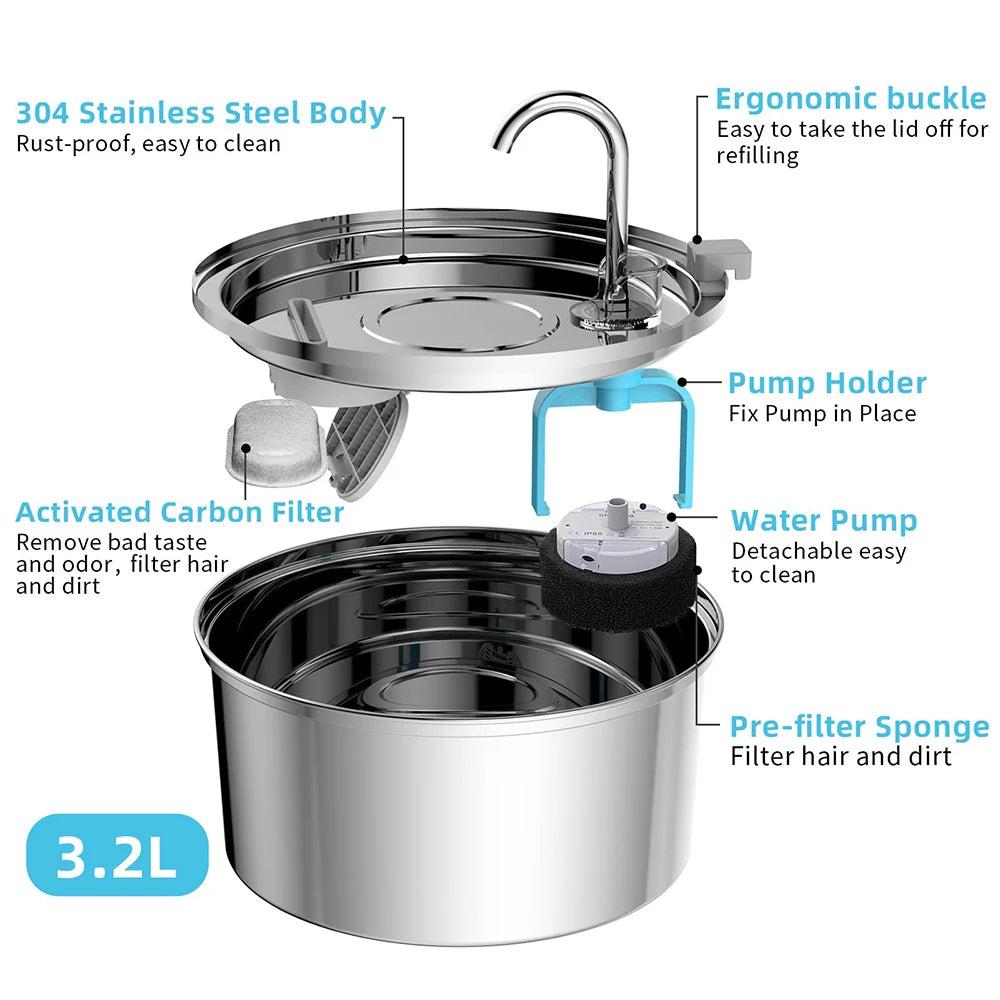 Stainless Steel Automatic Cat Fountain